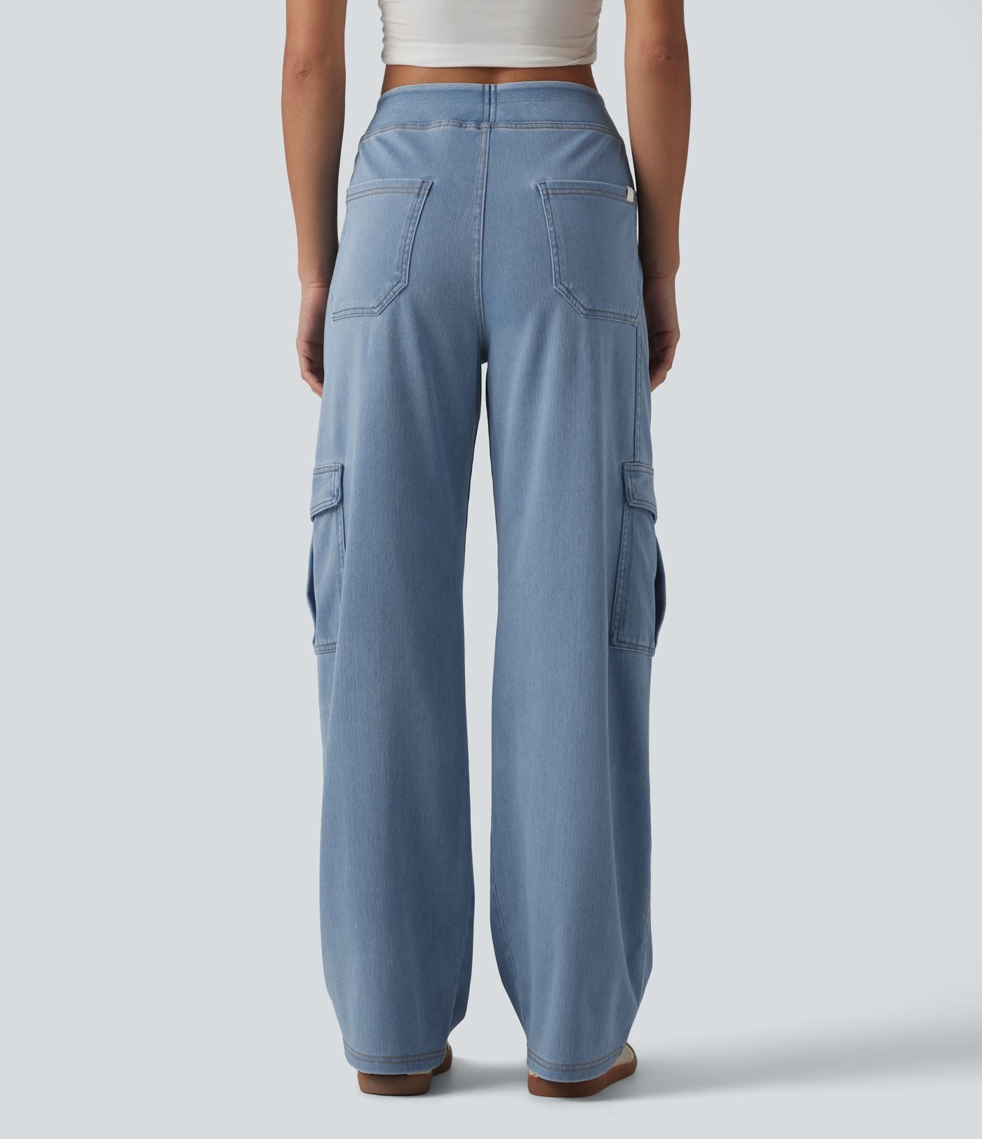 Halara Flex™ Taille Mi-Haute Multiples Poches Jambe Droite Jean Cargo Décontracté Extensible