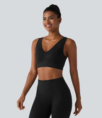 Brassière de sport SoftlyZero™ Airy effet frais InstantCool col V maintien léger avec mesh contrasté et brassière intégrée