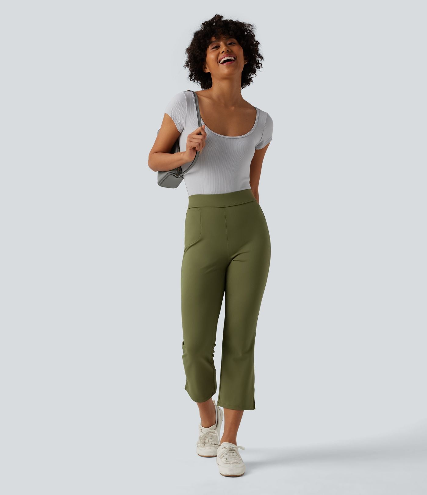 Pantalon bootcut court tailleur Halara Flex™ DayStretch mi-taille avec fente et poche