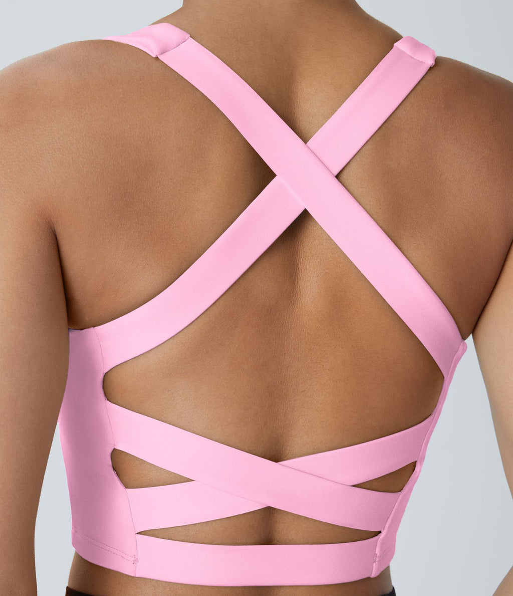 Débardeur yoga court SoftlyZero™ Airy col carré dos nu bretelles croisées effet frais InstantCool, bonnets A-C, protection solaire UPF50+