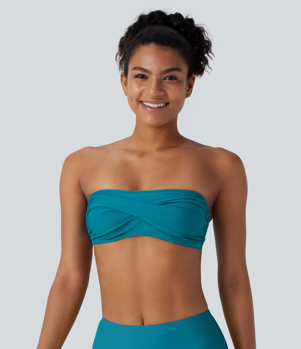 Haut de maillot de bain bikini dos nu à bretelles amovibles et ajustables avec col licou