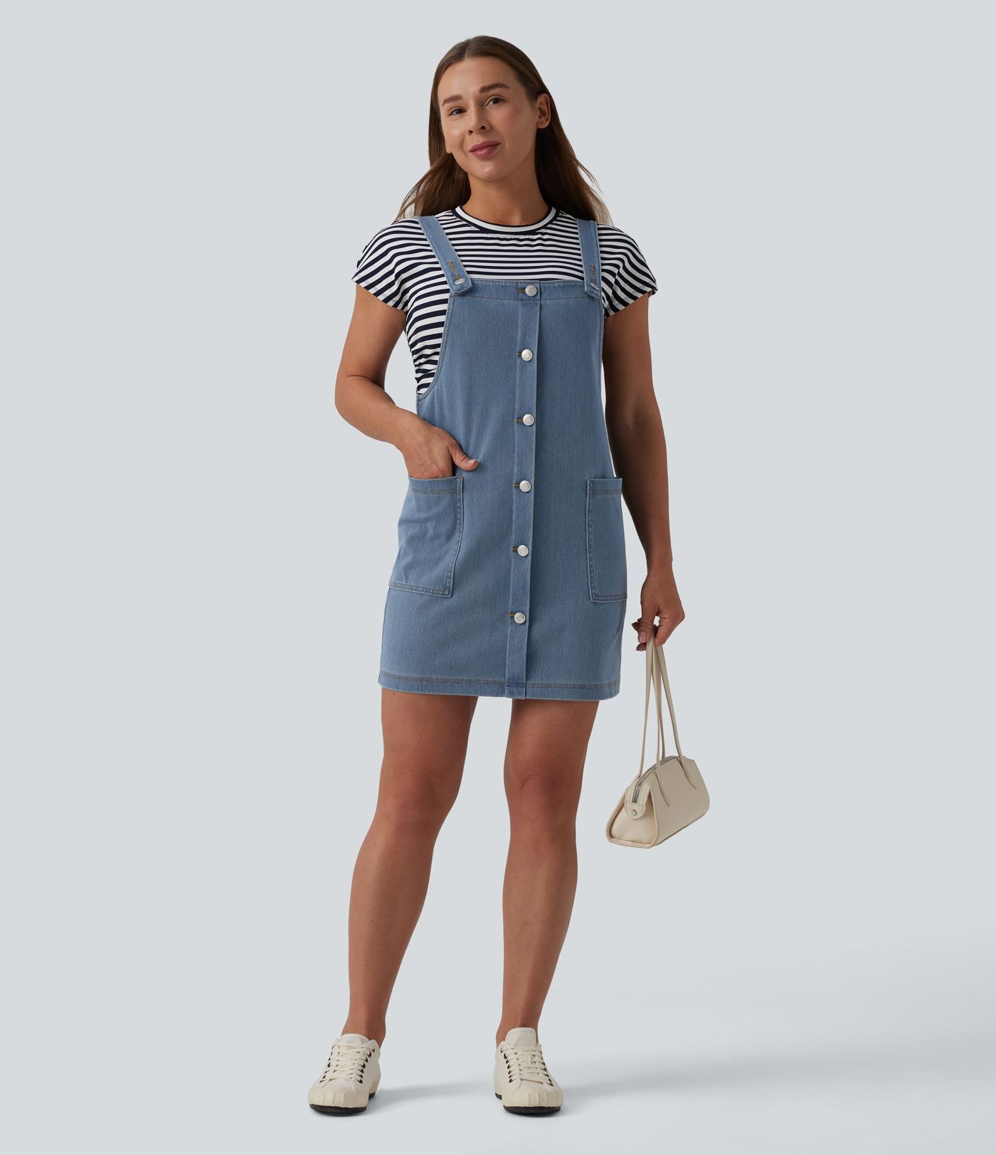 Halara Flex™ Robe courte en denim encolure carrée avec poches