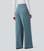 Pantalon de travail droit Halara Flex™ taille haute gainant en crêpe avec poches