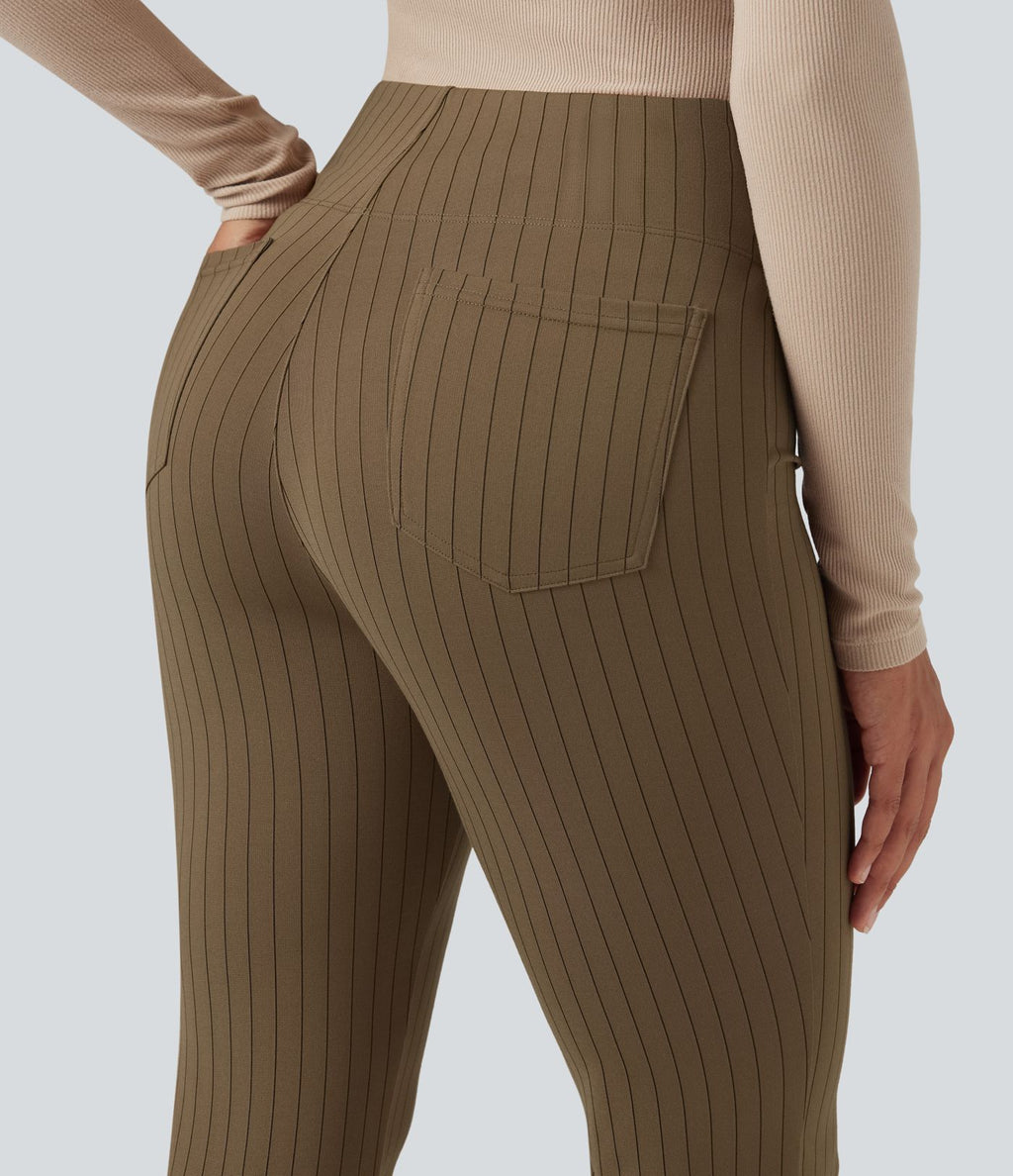 Halara Flex™ Pantalon tailleur évasé à rayures taille haute avec poches