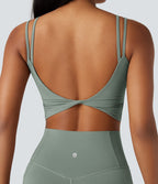 Débardeur yoga court Halara UltraSculpt™ double bretelles torsadé dos nu