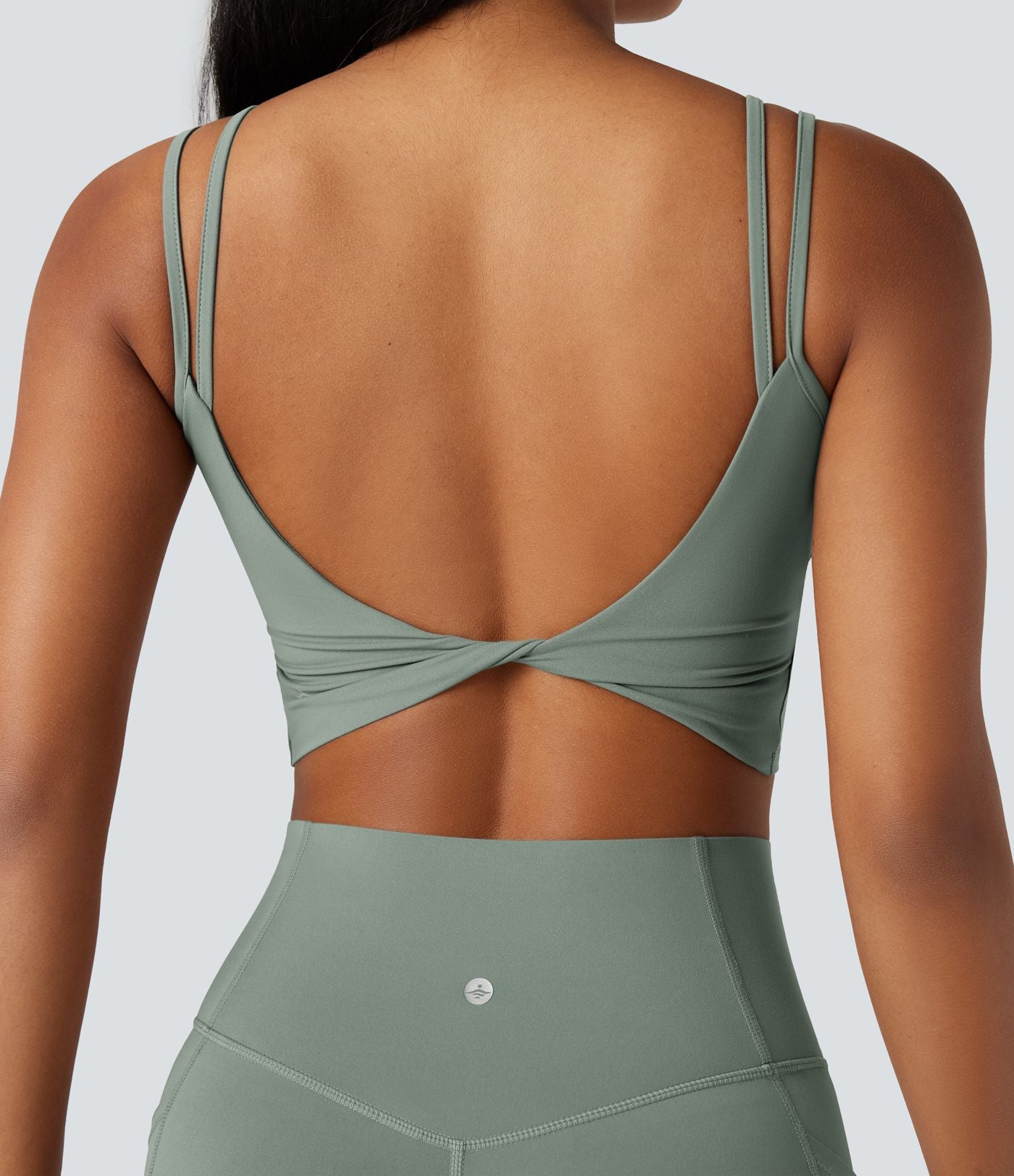 Débardeur yoga court Halara UltraSculpt™ double bretelles torsadé dos nu
