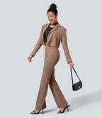 Pantalon tailleur légèrement évasé taille haute avec poches arrière Halara Flex™