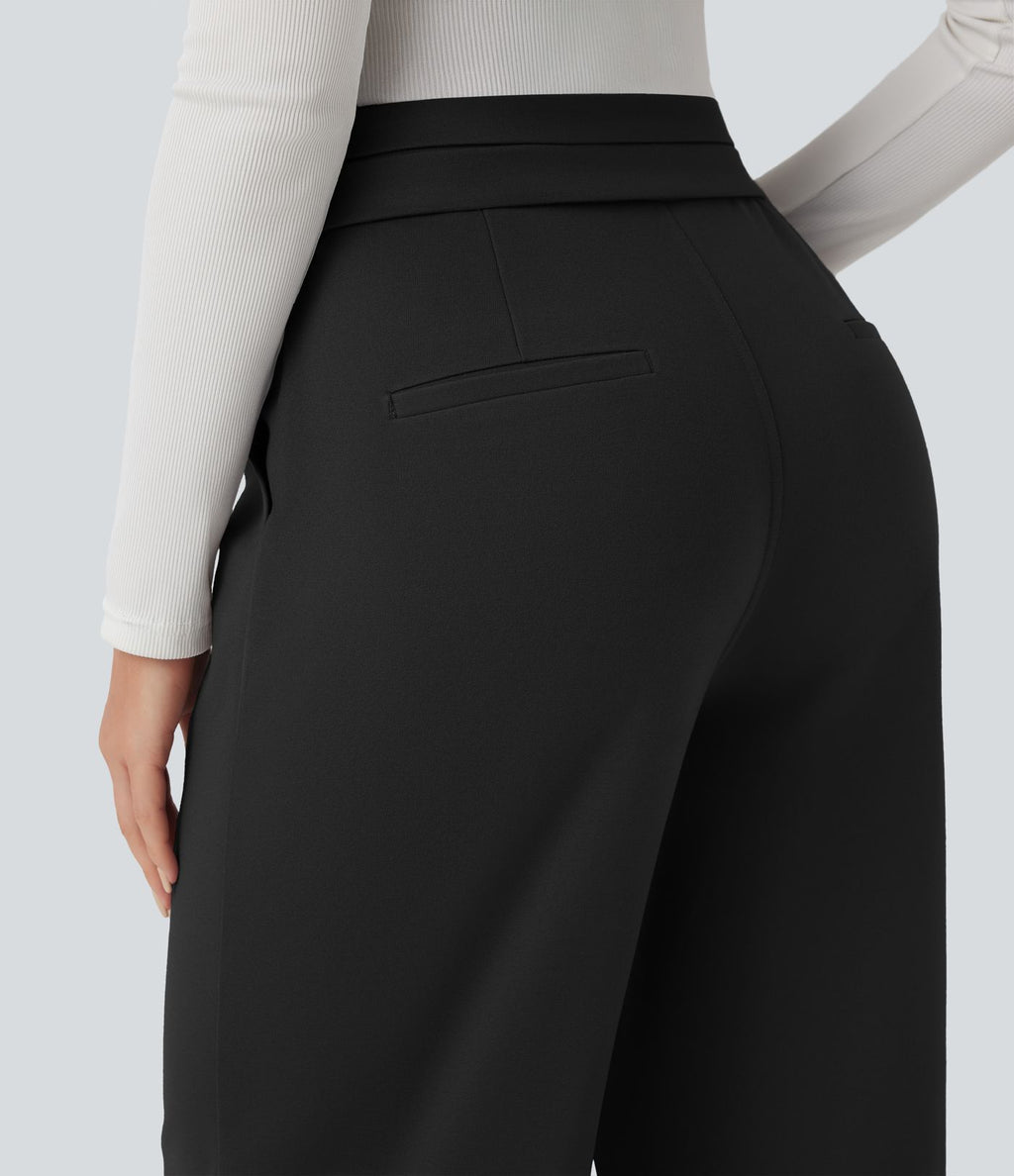 Pantalon tailleur coupe droite taille haute Halara Flex™ avec poches