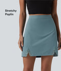 Jupe mini casual taille haute en popeline extensible avec dentelle contrastée