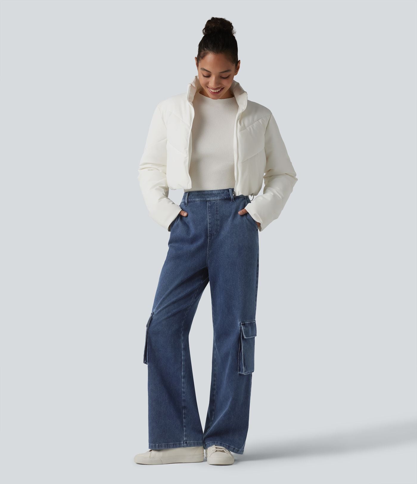Jean bootcut cargo décontracté Halara Flex™ taille haute avec poches