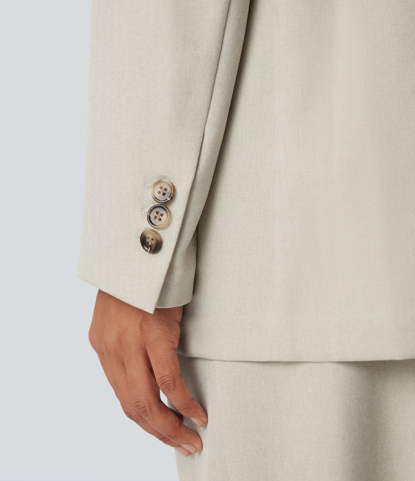 Blazer de travail anti-froissement aspect lin col cranté manches longues avec poches