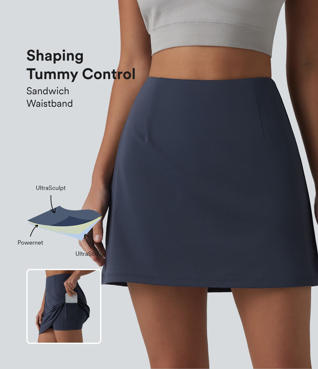 Halara UltraSculpt™ Jupe mini de sport 2-en-1 ventre plat taille haute avec poches