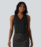 Gilet tailleur rayé à col en V et effet frais InstantCool