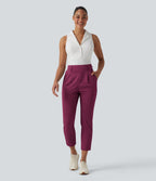 Pantalon de golf fuselé crêpe taille haute avec poches