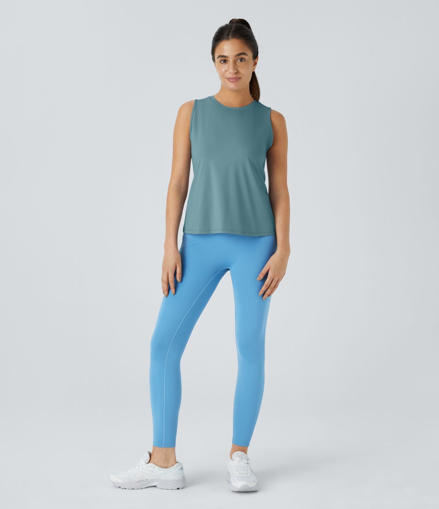 Top Débardeur Yoga Uni à Ourlet Croisé et Découpe