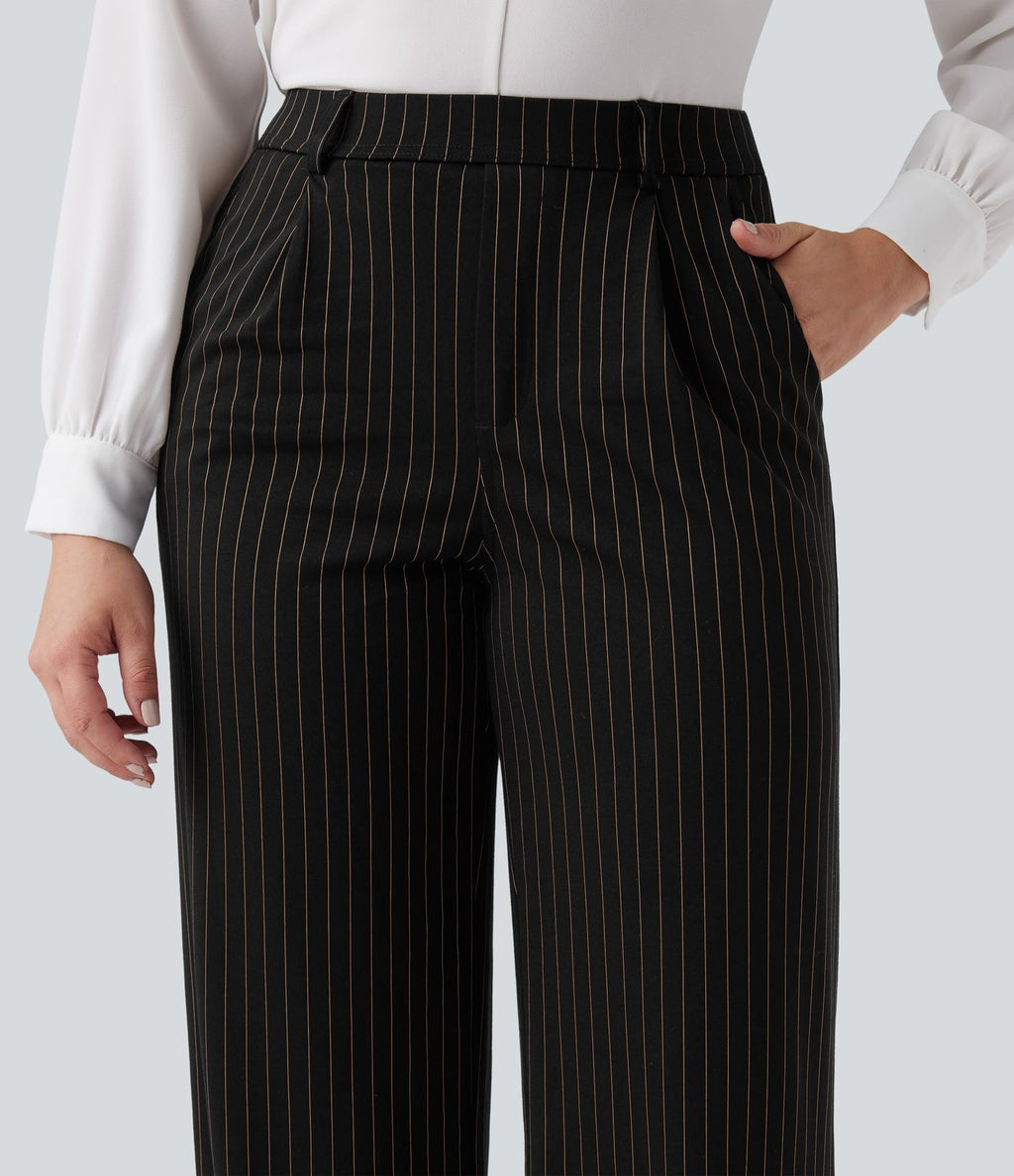 Pantalon Halara Flex™ tailleur droit taille haute rayé effet frais InstantCool avec poches