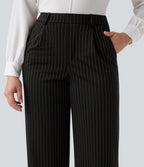 Pantalon Halara Flex™ tailleur droit taille haute rayé effet frais InstantCool avec poches