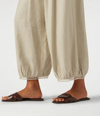Pantalon casual barrel longueur 7/8 taille mi-haute à bordure ajourée avec poches