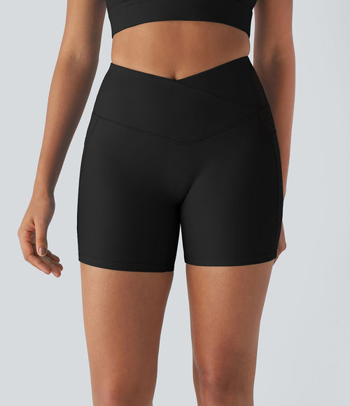 Bikini De Yoga Taille Haute Crossover Poches Latérales Pour La Terre Et L'eau