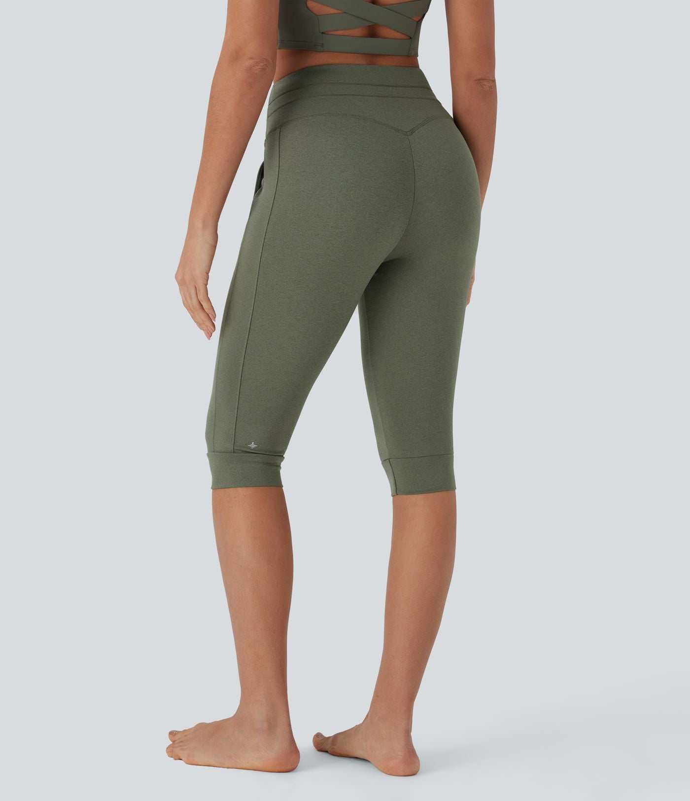 Jogging de yoga corsaire à taille haute, cordon de serrage, séchage rapide et poches latérales
