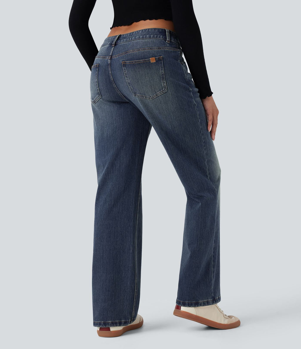 Jean décontracté Halara Flex™ asymétrique jambe droite taille basse avec poches
