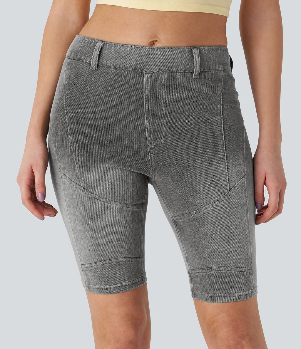 Halara Flex™ Short 22,8cm Casual En Denim Extensible Avec Poche Arrière Taille Midi