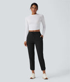 Pantalon de golf fuselé, taille mi-haute, cordon, ourlet courbé, séchage rapide, avec poches—UPF40+