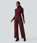 Pantalon tailleur droit Halara Flex™ taille haute pied-de-poule à carreaux avec poches