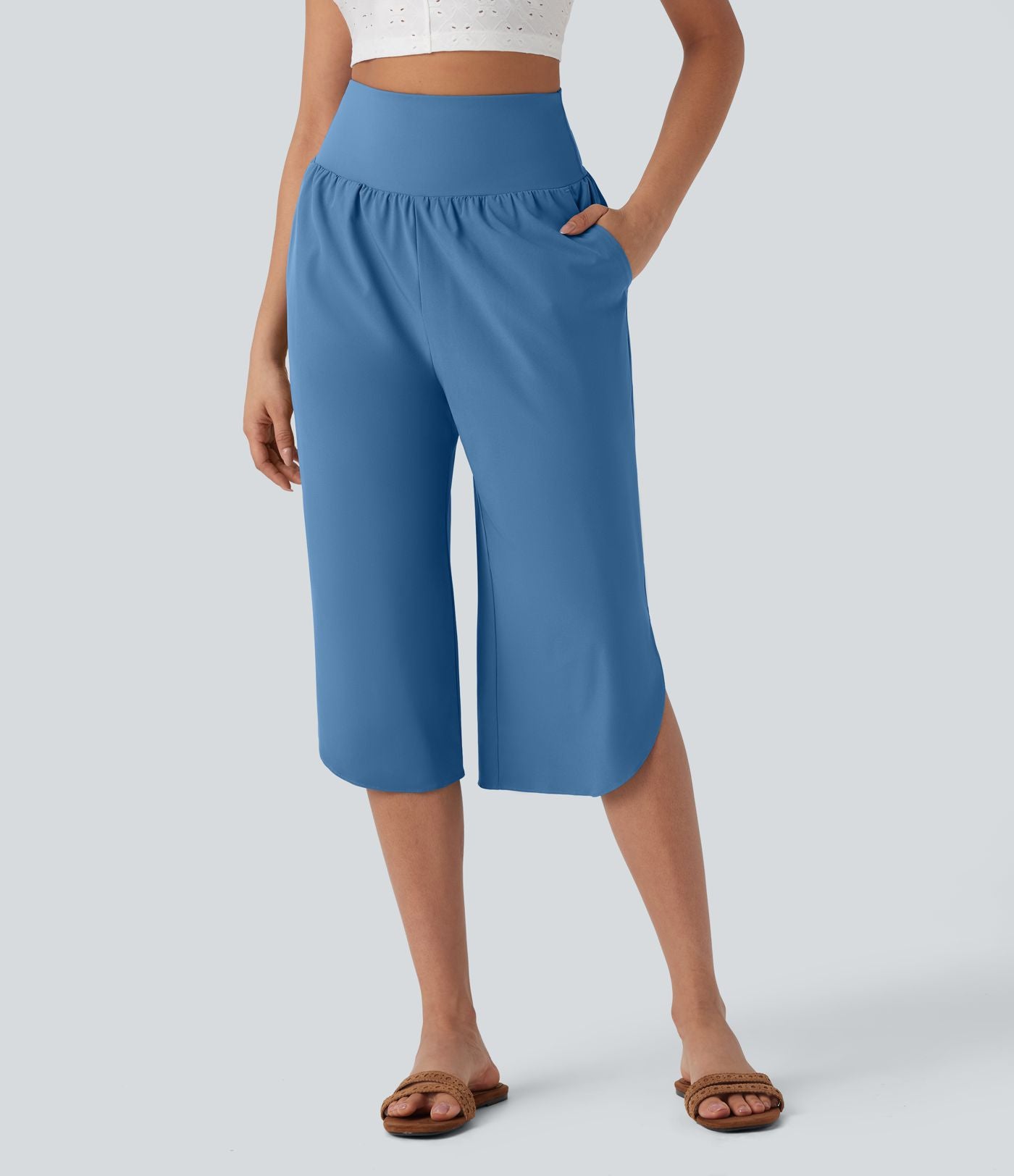 Pantalon corsaire gainant taille haute à ourlet asymétrique et séchage rapide avec poches Breezeful™