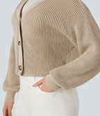 Cardigan gaufré col V manches longues