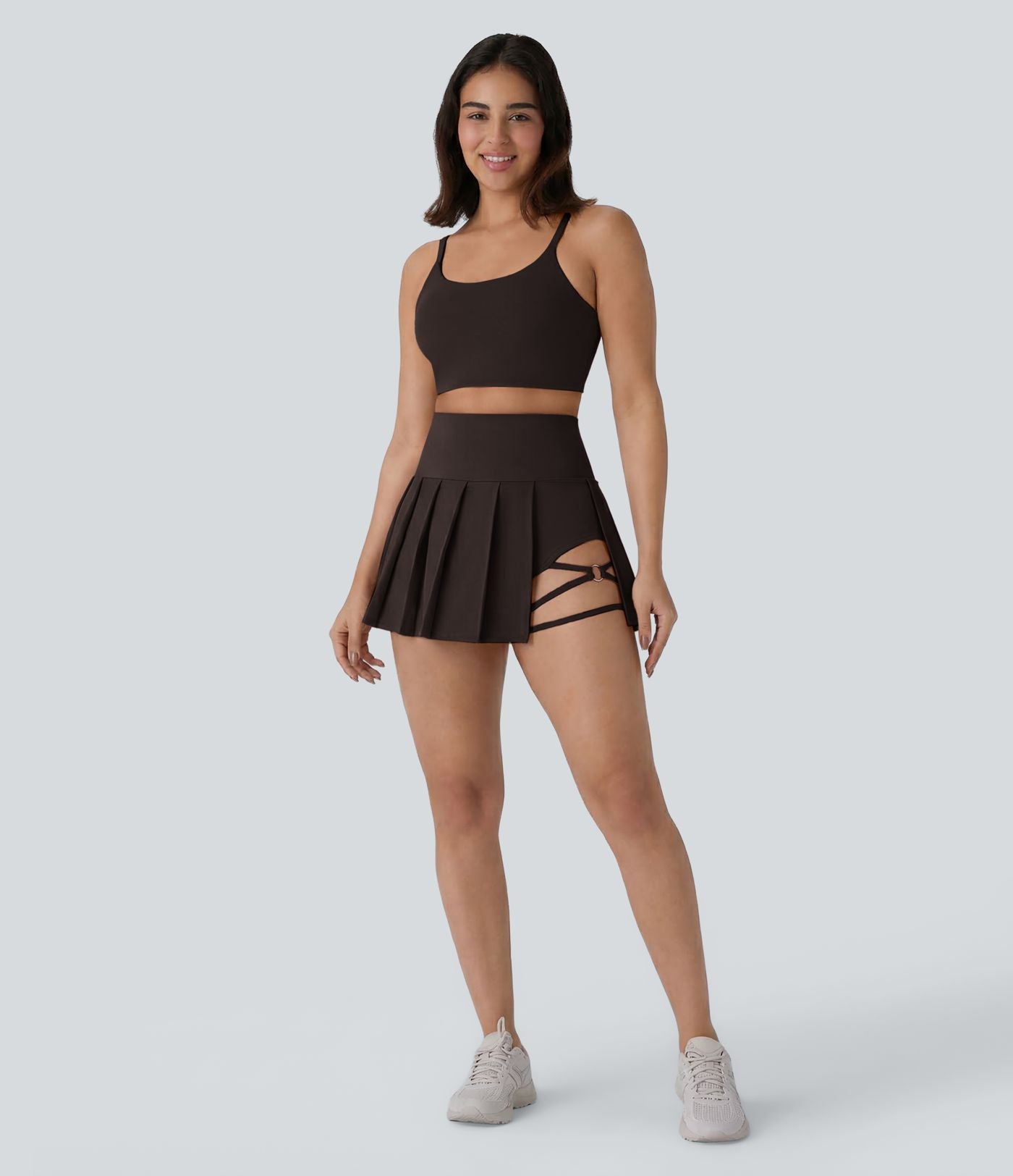 Jupe-short de danse mini Breezeful™ à taille haute, plissée, 2-en-1, avec poches latérales et arrière, ourlet asymétrique et séchage rapide