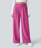 Pantalon Tailleur Large Fluide Halara Flex™ Gaufré Taille Haute Poches Latérales