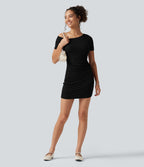 Robe-short mini moulante côtelée asymétrique accès facile Easy Peasy avec coussinets amovibles, poches et bonnets B à E