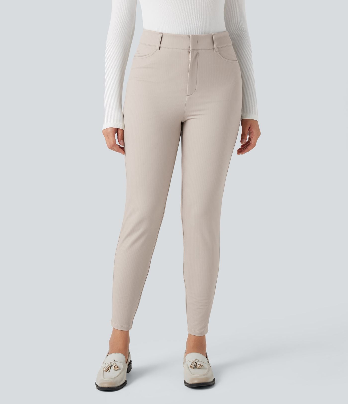 Pantalon tailleur Halara Flex™ skinny chevrons taille haute avec poches