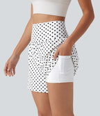 Short de yoga 2-en-1 taille haute 12,5 cm à pois avec poches
