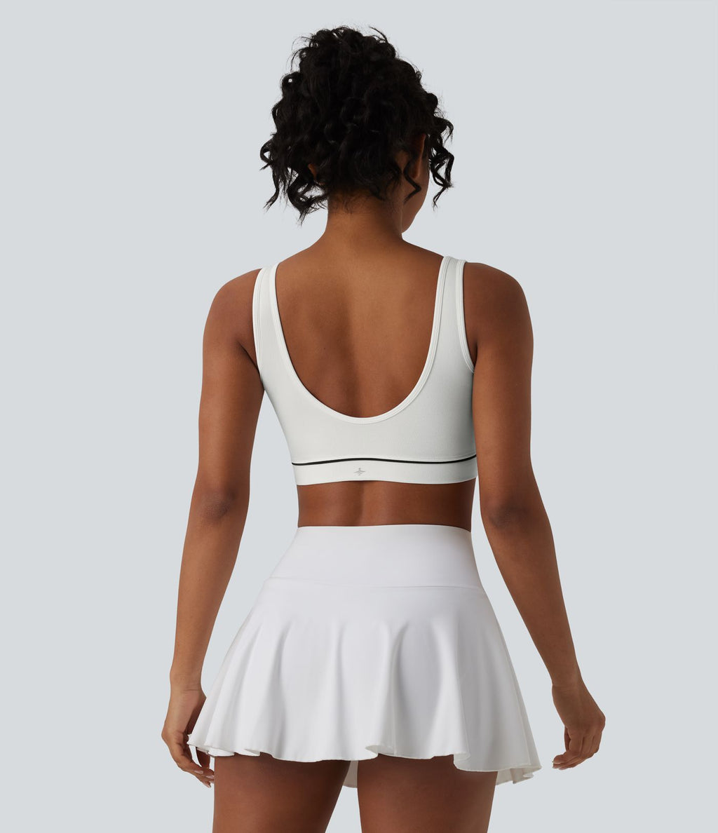 OneForm Brassière de sport de tennis sans coutures maintien léger dos nu color block soutien-gorge intégré