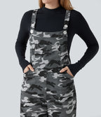 Salopette en maille gaufrée imprimé camouflage avec poches