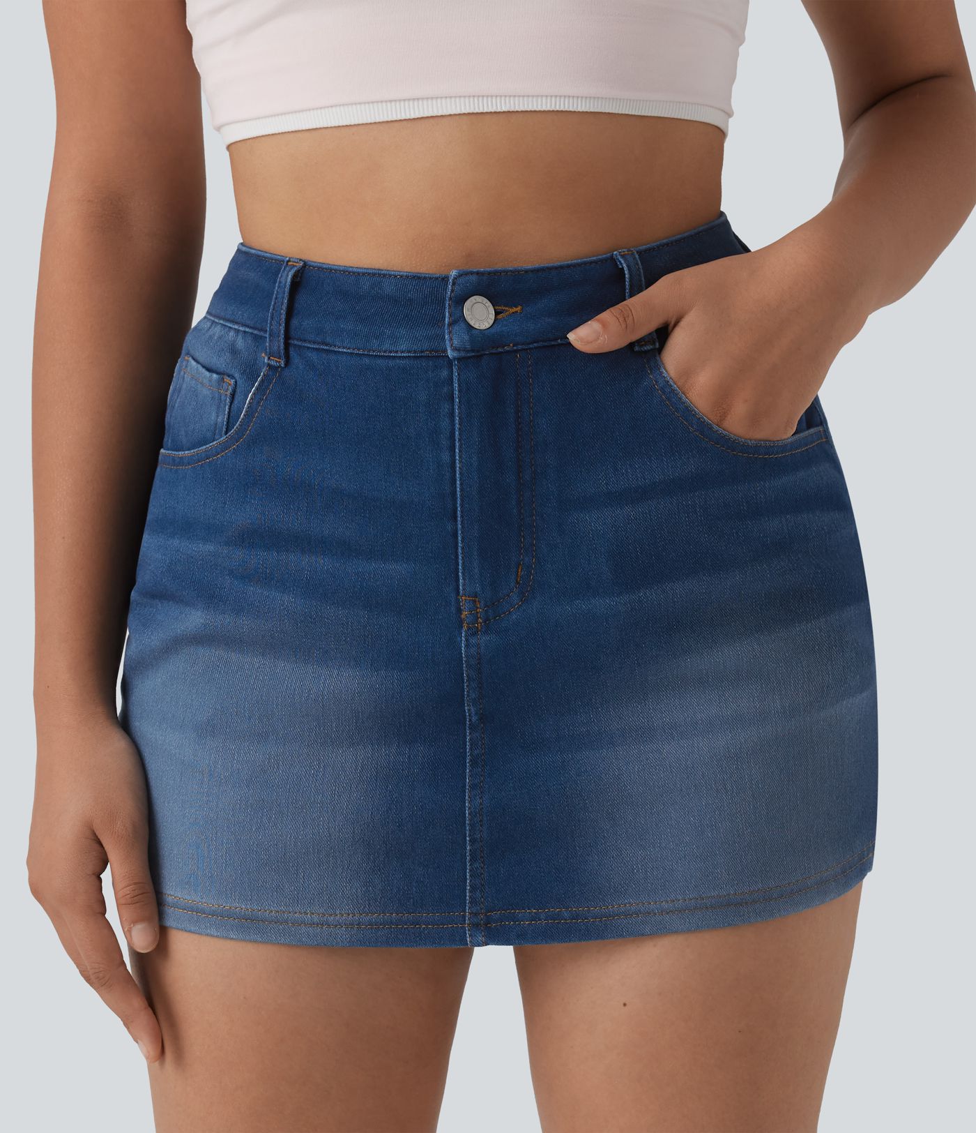 Skort Halara Flex™ jean décontracté taille haute micro avec poches