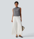 Haut tailleur sans manches à col cheminée et dos à découpe goutte d'eau à effet frais InstantCool, protection solaire UPF50+
