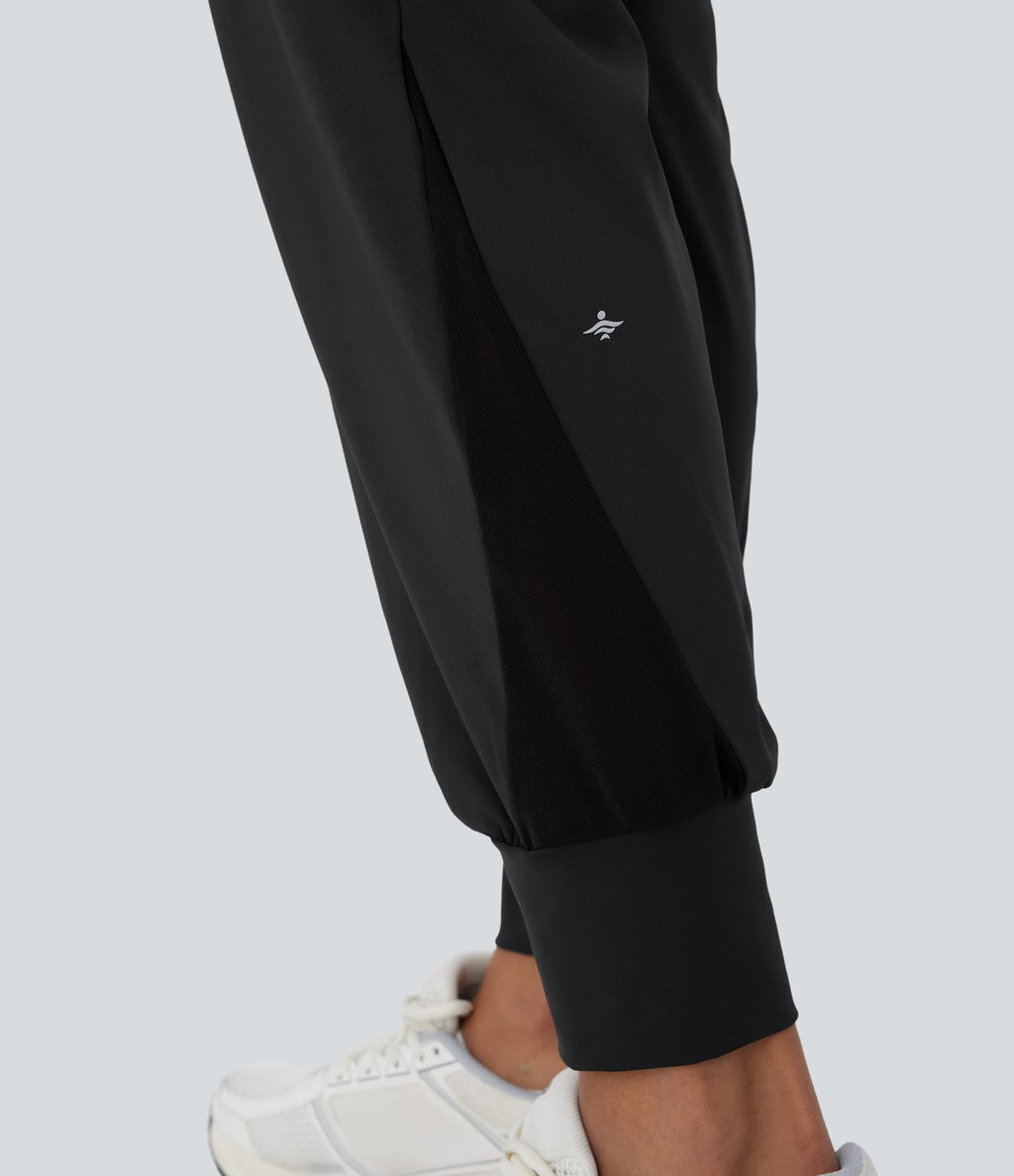 Softlyzero™ QuickDry Jogging de course à pied taille haute avec poches latérales et empiècements en mesh contrastés