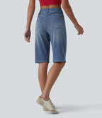 Halara Flex™ Short en jean casual taille mi-haute ourlet roulé avec poches