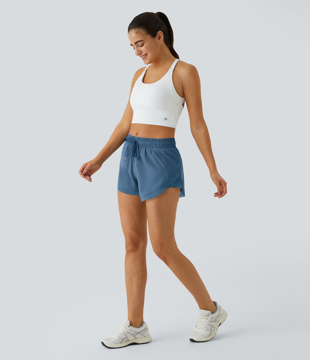 Shorts Running 7,5cm 2 en1 Taille Mi-Haute Cordon de Serrage Empiècement Mesh Contrastant
