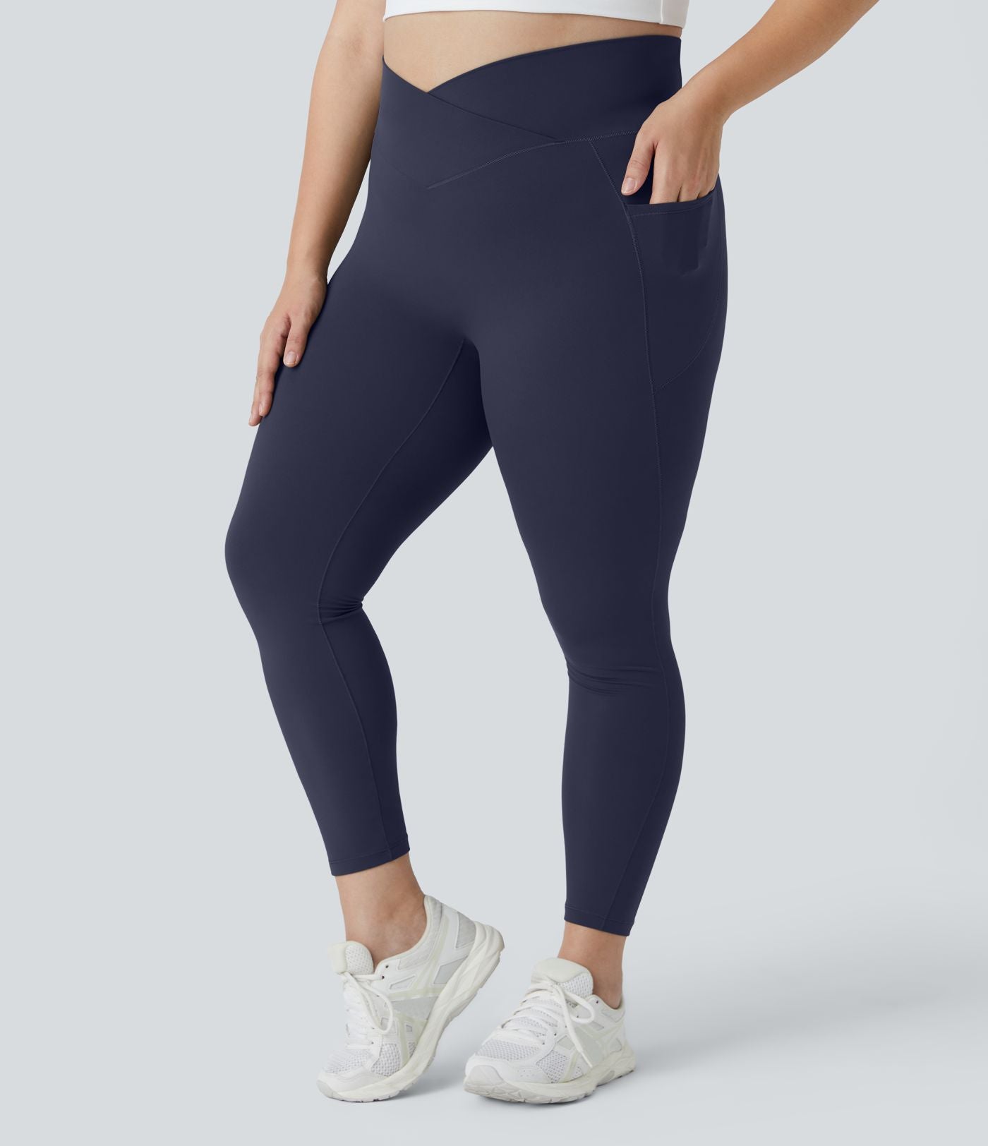 Softlyzero™ Legging Grande Taille Pleine Longueur Taille Haute Poches Latérales Croisée - UPF50+
