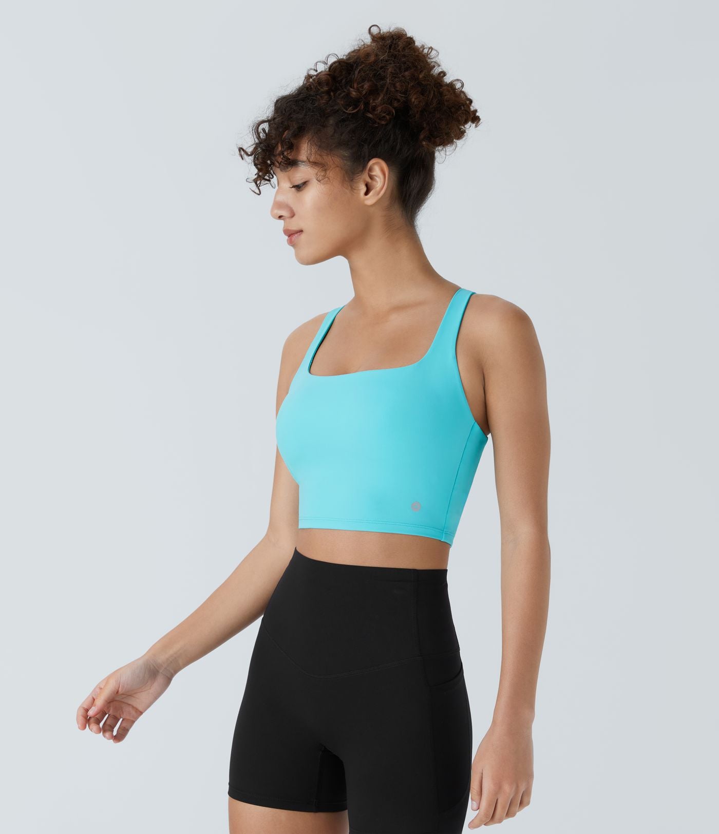 Débardeur yoga court SoftlyZero™ Airy col carré dos nu bretelles croisées effet frais InstantCool, bonnets A-C, protection solaire UPF50+
