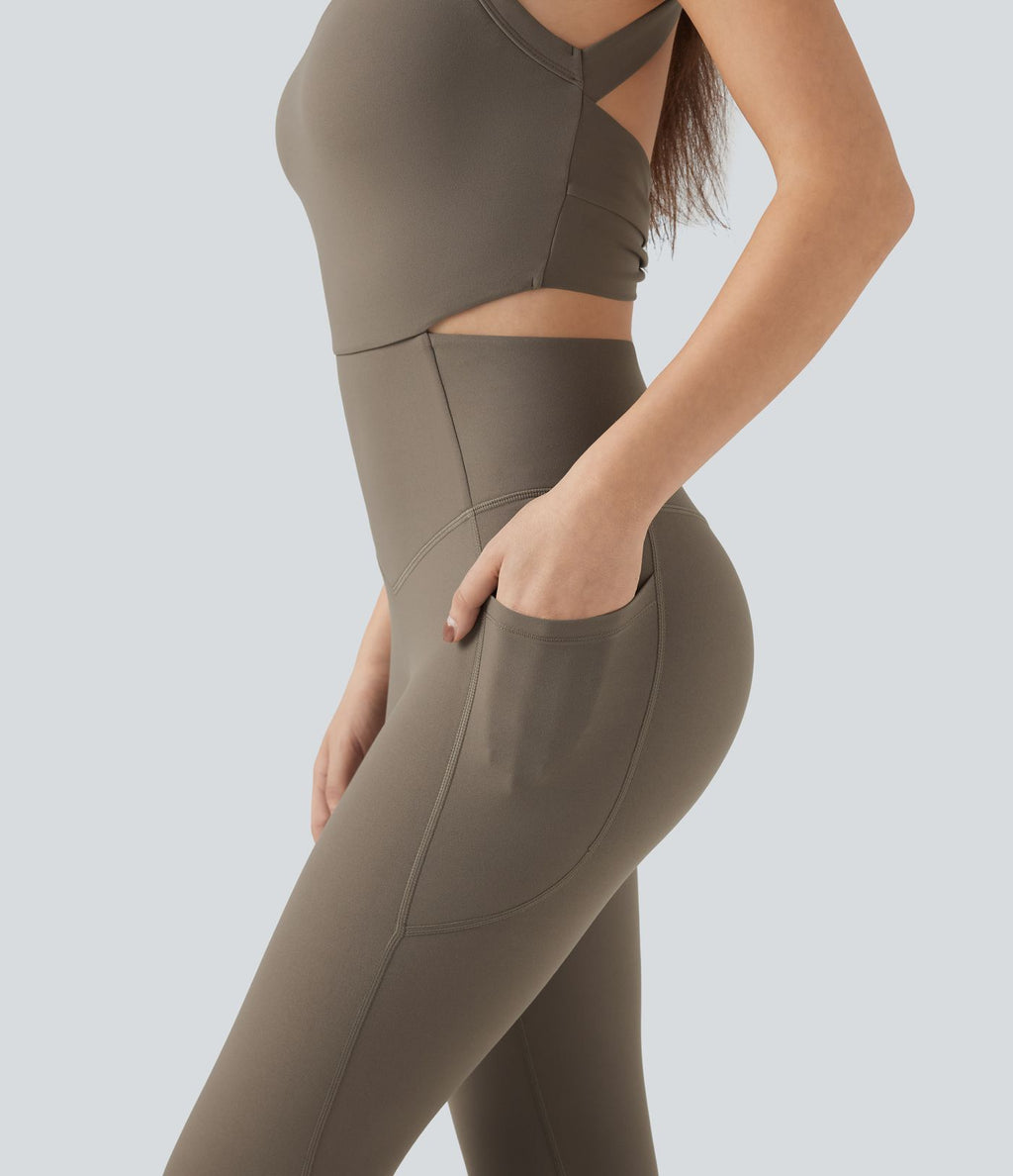 Combinaison-pantalon d'entraînement gainante avec poches - Édition Easy Peasy Halara UltraSculpt™