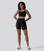Shorts yoga Breezeful™ taille super haute 2-en-1 séchage rapide, ourlet arrondi, entrejambe 13cm, avec poches