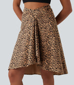 Jupe resort taille haute croisée ourlet asymétrique