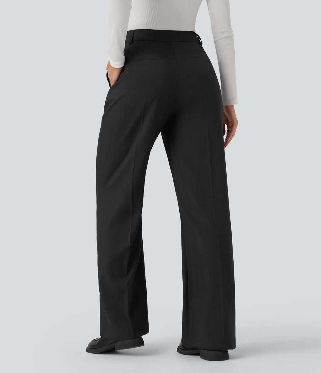 Pantalon tailleur bootcut taille haute avec poches