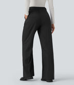 Pantalon tailleur bootcut taille haute avec poches