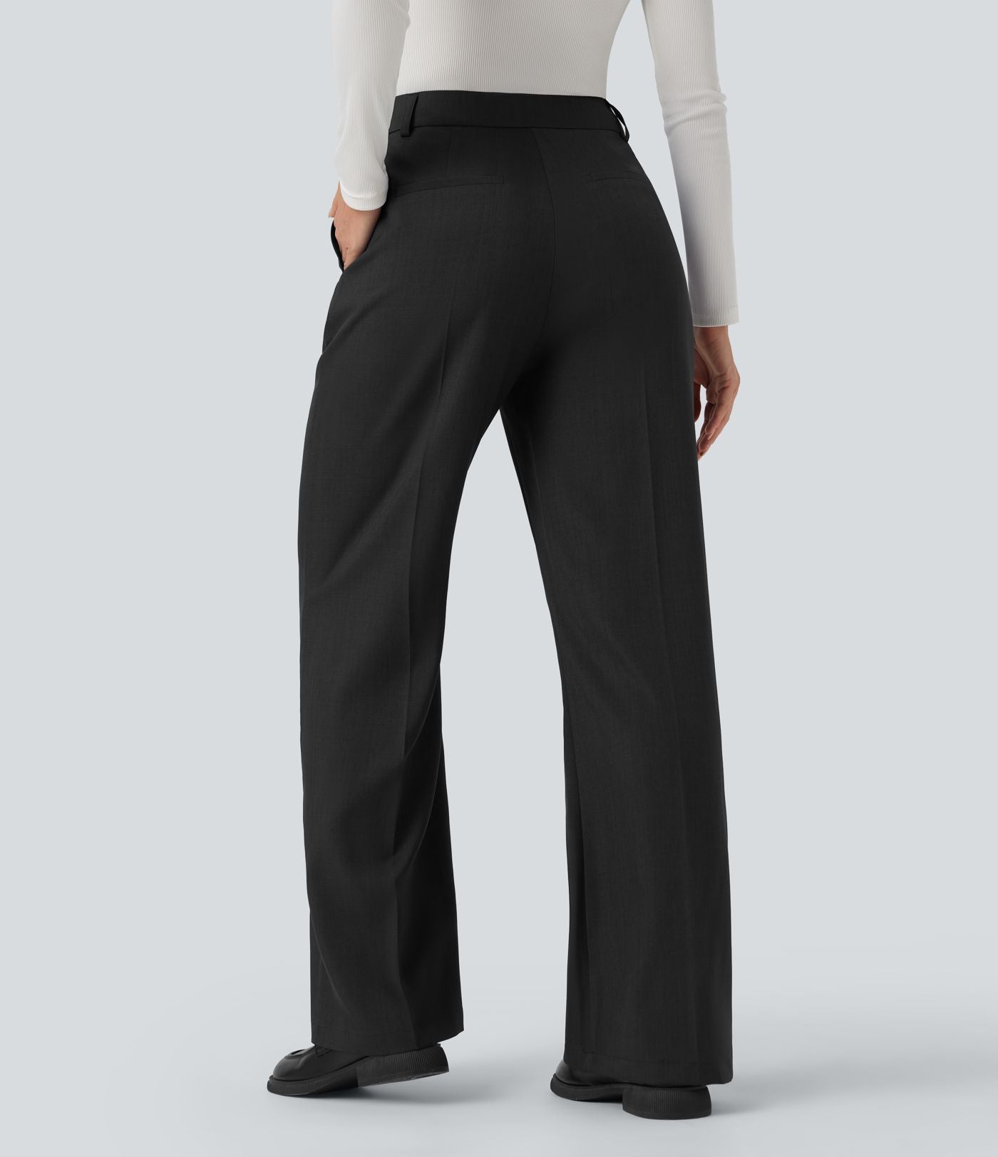 Pantalon tailleur bootcut taille haute avec poches